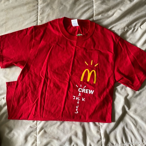 MCDONALDS CACTUS JACK travis scott red tshirt - Picture 1 of 3